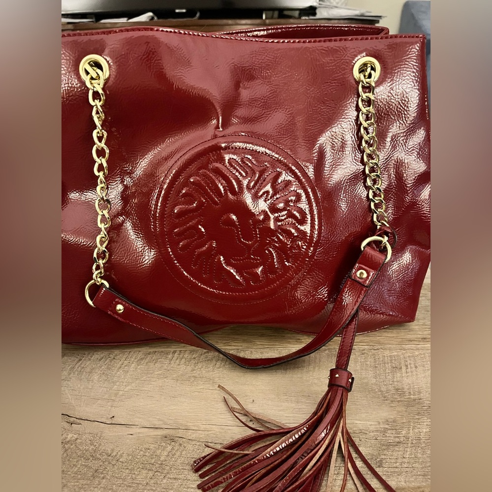 Anne Klein Red Purse / LIKE NEW! Gold metal / polka dot interior